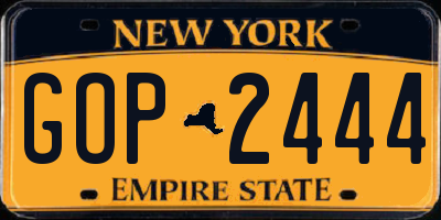 NY license plate GOP2444