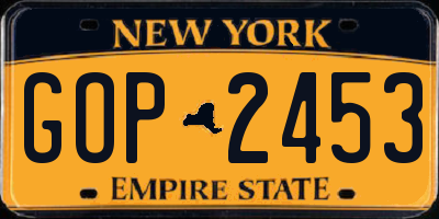 NY license plate GOP2453