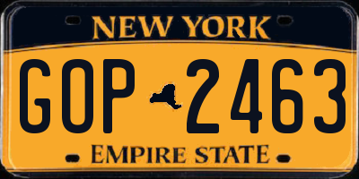 NY license plate GOP2463