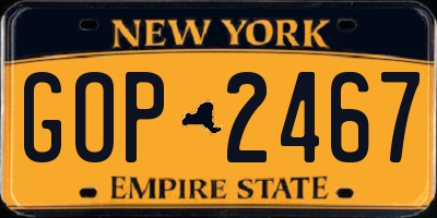 NY license plate GOP2467