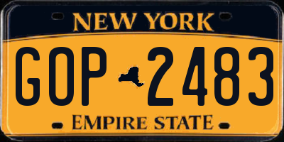 NY license plate GOP2483