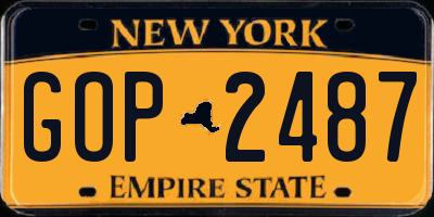 NY license plate GOP2487