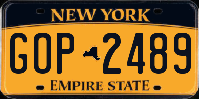 NY license plate GOP2489