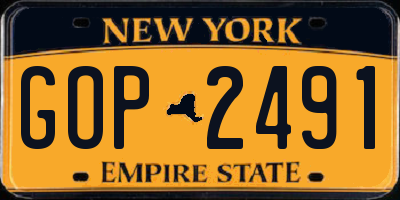 NY license plate GOP2491