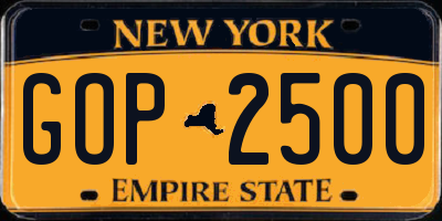 NY license plate GOP2500