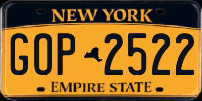 NY license plate GOP2522
