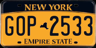 NY license plate GOP2533