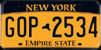 NY license plate GOP2534