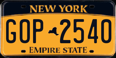 NY license plate GOP2540