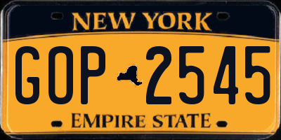NY license plate GOP2545