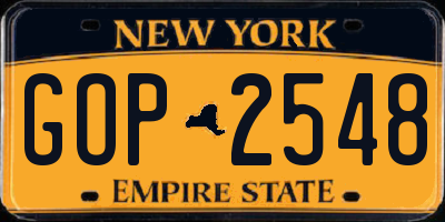NY license plate GOP2548