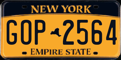 NY license plate GOP2564