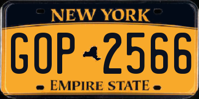 NY license plate GOP2566