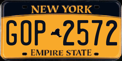 NY license plate GOP2572