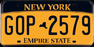 NY license plate GOP2579