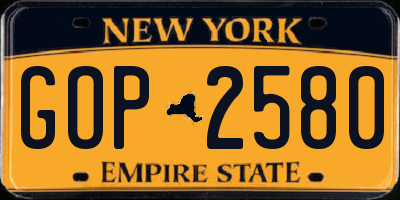 NY license plate GOP2580