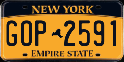 NY license plate GOP2591