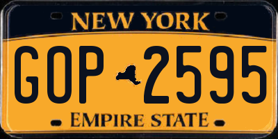 NY license plate GOP2595