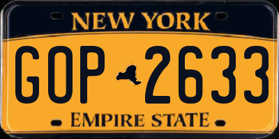 NY license plate GOP2633