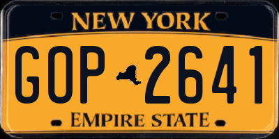 NY license plate GOP2641