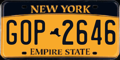 NY license plate GOP2646
