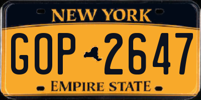NY license plate GOP2647
