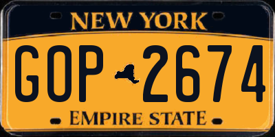 NY license plate GOP2674
