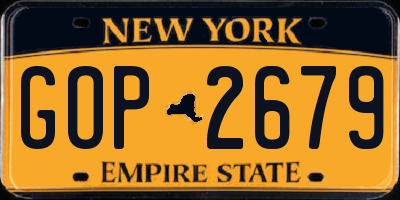 NY license plate GOP2679