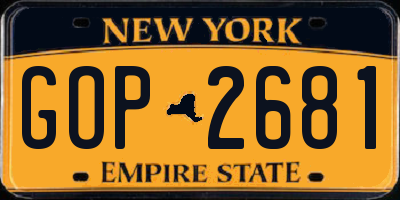 NY license plate GOP2681