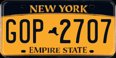 NY license plate GOP2707