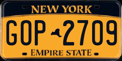 NY license plate GOP2709