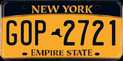 NY license plate GOP2721