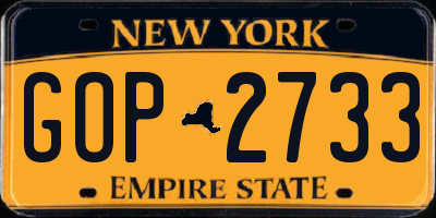 NY license plate GOP2733