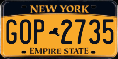 NY license plate GOP2735
