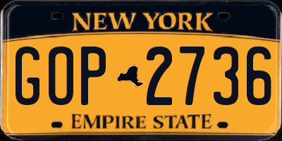 NY license plate GOP2736