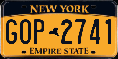 NY license plate GOP2741