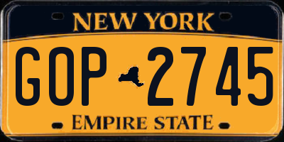 NY license plate GOP2745