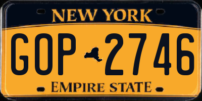 NY license plate GOP2746