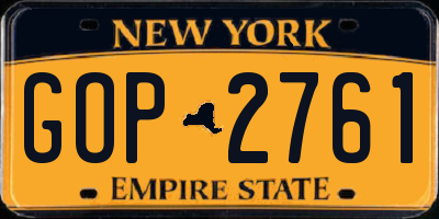 NY license plate GOP2761