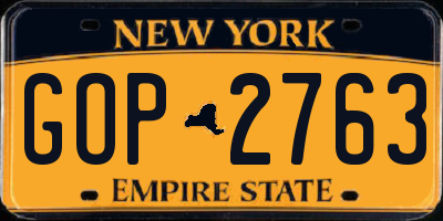 NY license plate GOP2763