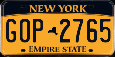 NY license plate GOP2765