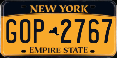NY license plate GOP2767