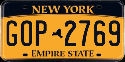 NY license plate GOP2769