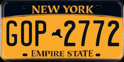 NY license plate GOP2772