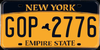 NY license plate GOP2776