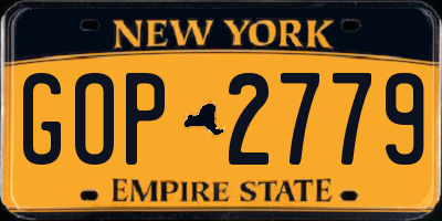 NY license plate GOP2779