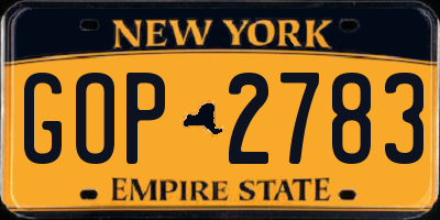 NY license plate GOP2783
