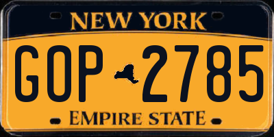 NY license plate GOP2785
