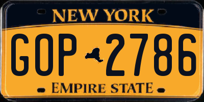 NY license plate GOP2786