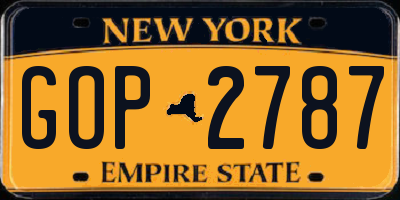 NY license plate GOP2787